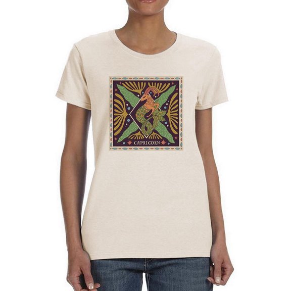 Capricorn Zodiac Ethnic T-Shirt Women -Image by Shutterstock, Female 4X-Large