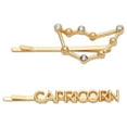 thumbnail image 1 of Capricorn Zodiac Hair Pins, Rhinestone Barrettes (Gold, 2 Pack), 1 of 6