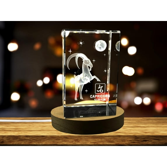 Capricorn Zodiac Sign 3D Engraved Crystal Keepsake Gift