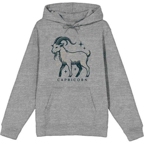 Capricorn Zodiac Sign Adult Heather Gray Long Sleeve Hoodie-XS
