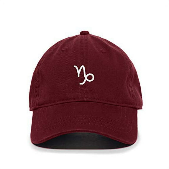 Capricorn Zodiac Sign Baseball Cap Embroidered Cotton Adjustable Dad Hat Burgundy
