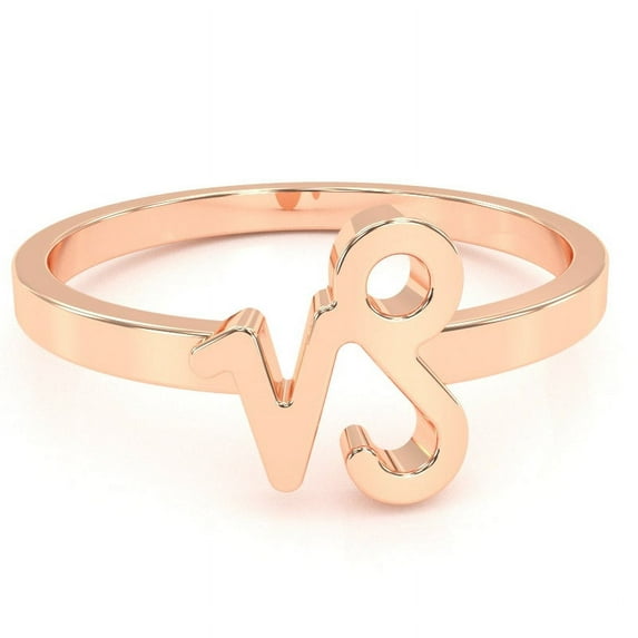 Capricorn Zodiac Sign Ring In Solid 14k Rose Gold