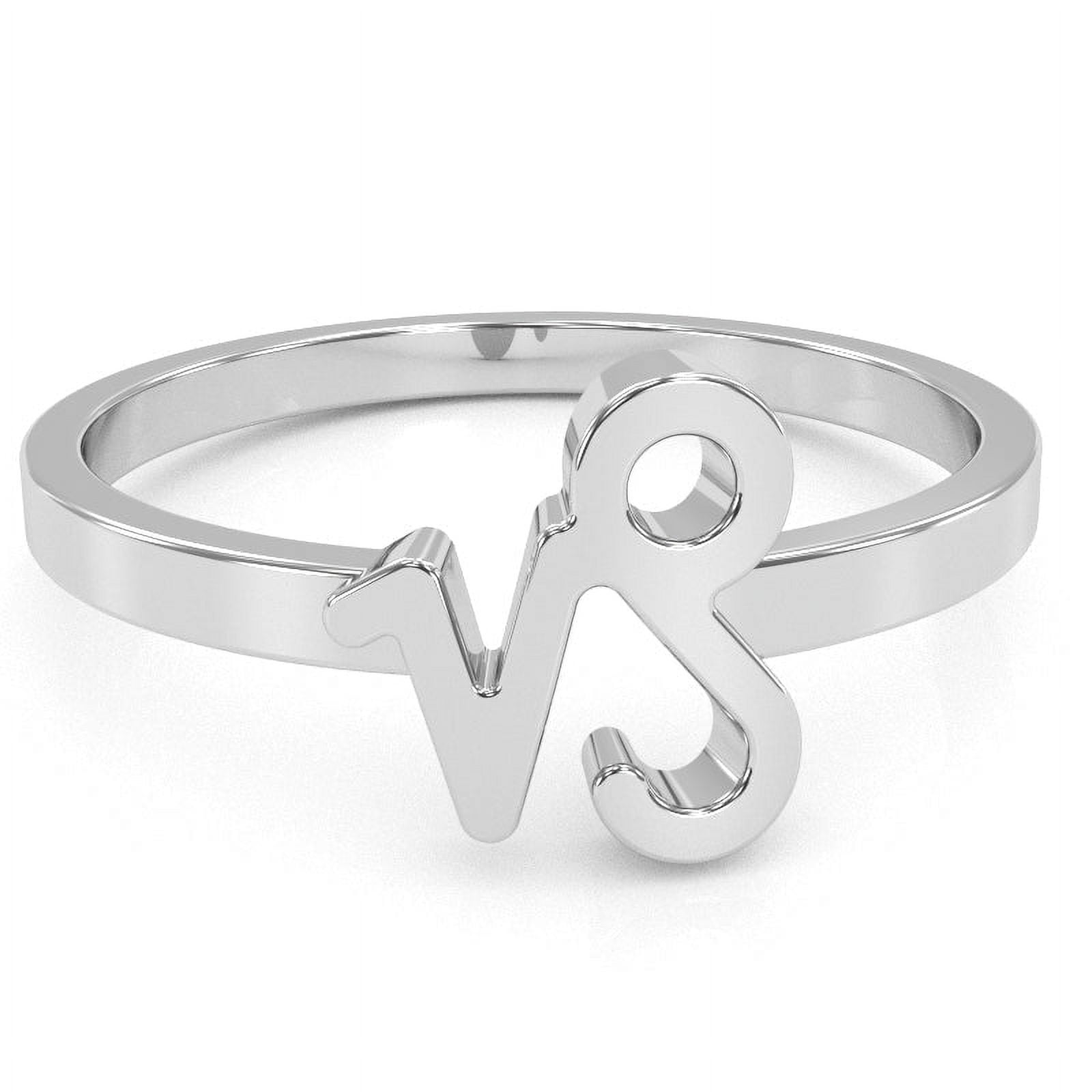 Capricorn Zodiac Sign Ring In Solid 14k White Gold - Walmart.com