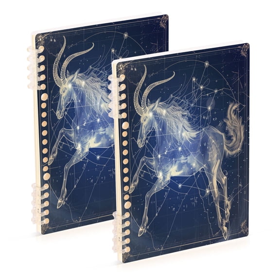 Capricornus Of Zodiac Notebooks 2 Pcs 1-subject Journal 60 Sheets A5 College Ruled Paper Detachable Ring 8.3"x5.7"