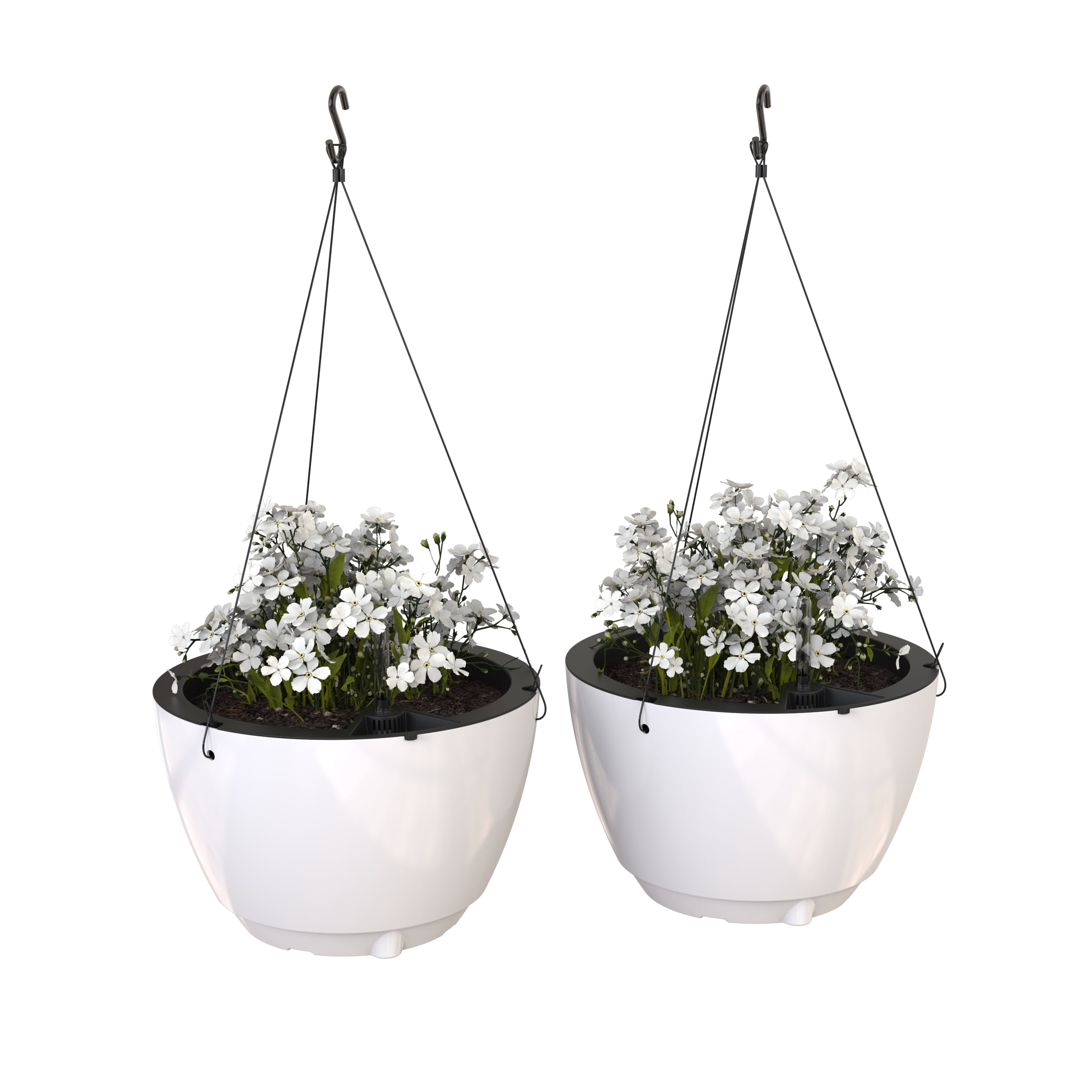 Caprio Medium White Resin Self-Watering Hanging Planter (2-Pack)