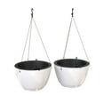 thumbnail image 1 of Mayne Caprio 14" x 9" Round White Hanging Self-Watering Plastic Hanging Planter, 2-Pack, 1 of 18