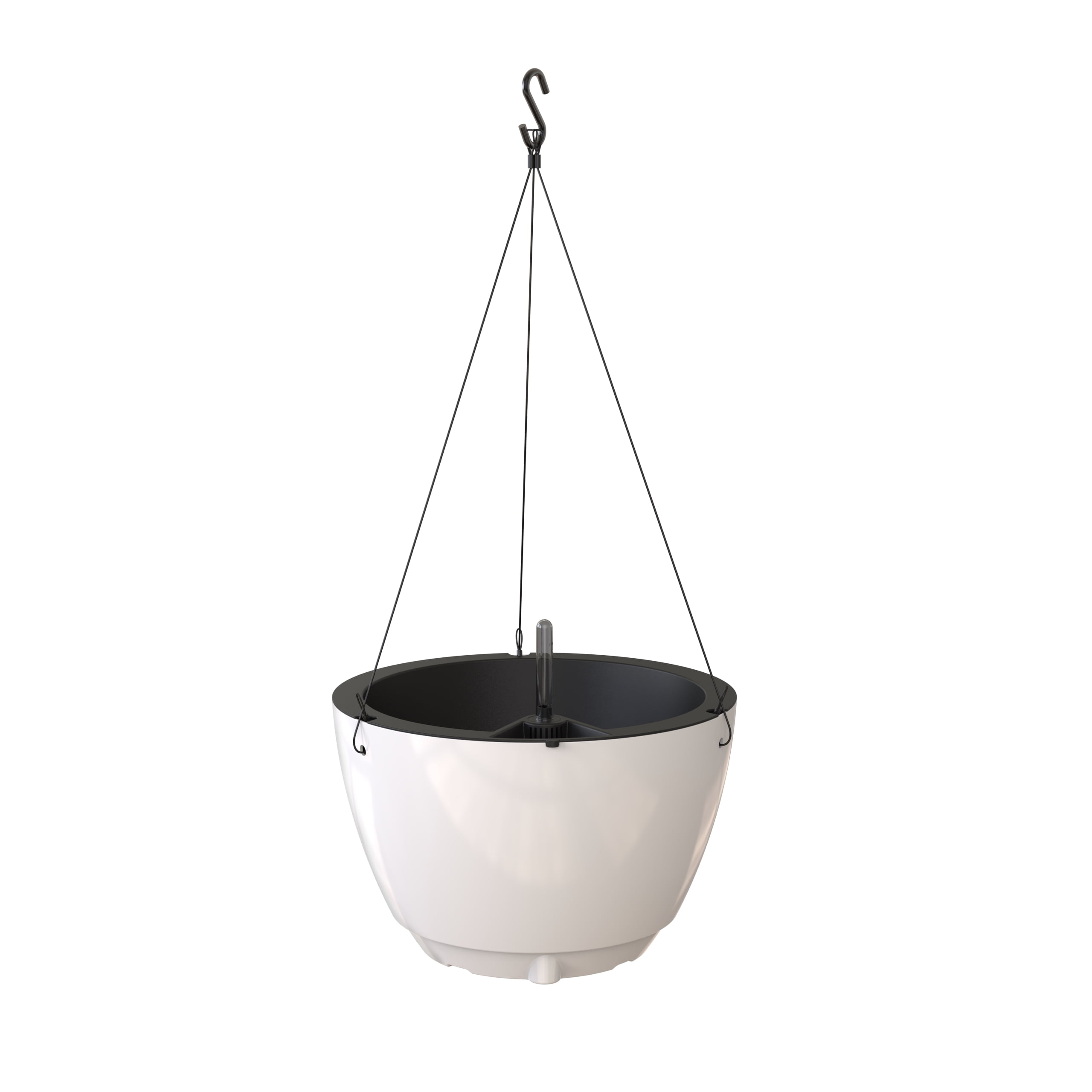 Mayne Caprio 14" x 9" Round White Hanging Self-Watering Plastic Hanging Planter