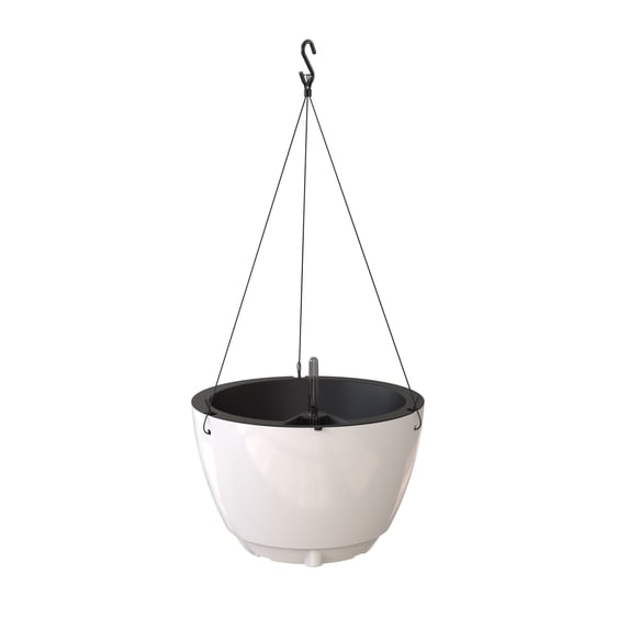 Mayne Caprio 14" x 9" Round White Hanging Self-Watering Plastic Hanging Planter