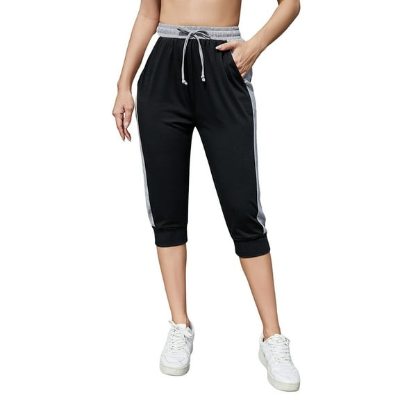 Capris For Women Casual Crop Pants Loose Fit Comfy Drawstring Lounge Pants With Pockets