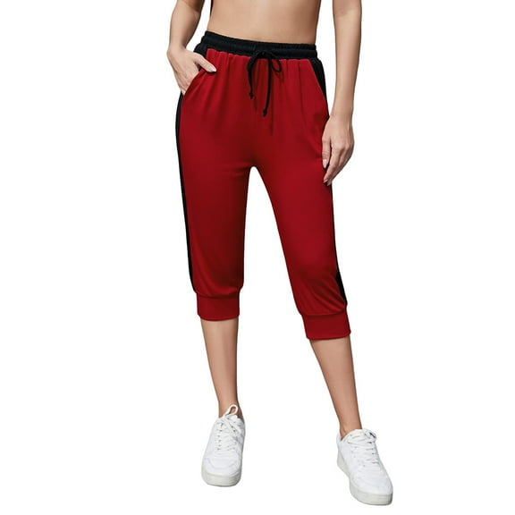 Capris For Women Casual Crop Pants Loose Fit Comfy Drawstring Lounge Pants With Pockets