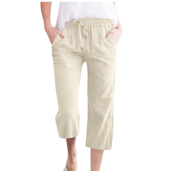 Capris For Women Sevevn Womens Casual Solid Color Elastic Loose Pants Capris With Pocket