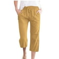 thumbnail image 1 of Capris For Women Sevevn Womens Casual Solid Color Elastic Loose Pants Capris With Pocket, 1 of 6