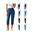 thumbnail image 1 of Capris Jeans for Women High Waisted Denim Capri Pants Summer Pull On Slim Fit Stretch Jeans with Pockets, 1 of 9