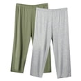 thumbnail image 1 of Capris Leggings for Women New 2pc Womens Plus Size Capris Pants Loose Yoga Pants Wide Leg Elastic Waist Comfy Pajama Capris 3/4 Length Pants with Pockets Gray 4XL, 1 of 2