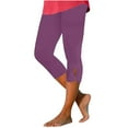 thumbnail image 1 of Capris Pants Plus Size New Capris Leggings for Women High Waisted Cutout Yoga Pants Casual Knee Length Leggings Summer Comfy Cropped Trousers Pinky XXL, 1 of 6