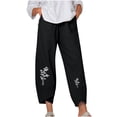 thumbnail image 1 of UPPADA Capris Pants for Women 2024 Women's Pants Floral Printed Sweatpants Cotton Joggers Baggy Stretchy Trousers Dressy Lightweight Capri Pant Pockets,Dress Pants Women High Waisted, 1 of 5