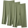 thumbnail image 1 of Capris Pants for Women Active 2 Pack Stretchy Solid Yoga Capris Plus Size Pull On Capris Mid Rise Capri Pants Pull On Capri Lounge Pants Casual Summer Straight Workout Trousers Loose Army Green, 1 of 2