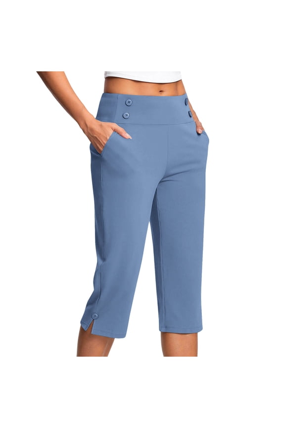 Capris Pants For Women Stretch Yoga Capri Pants High Waisted Crop office Work Pants Summer Casual Golf Capris Slacks Yoga Dress Pant Workout Capris with Pockets