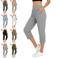 thumbnail image 1 of Capris Pants for Women Summer Casual Workout Capri Yoga Pants Stretch Golf Golf Athletic Travel WorkOUT Cropped Pants Casual Sports Pants with Pockets Size S-2XL, 1 of 9
