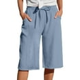 thumbnail image 1 of Capris Pants for Womens Summer Drawstring Elastic Waist Y2K Sweatwear 9" Lightweight Baggy Relaxed Fit Athletic Pants Quick-Dry Baggy Capri Pants Running Cycling Workout Pant with Pockets, 1 of 7