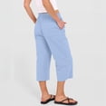 thumbnail image 1 of Capris Pants for Women Casual Summer 2026 Petite Pull on Straight Wide Leg Loose Drawstring Elastic Waist Cropped Trouser Blue 2XL, 1 of 6