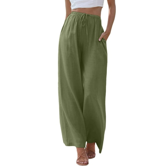 Capris Pants for Women Summer Trendy Solid Color Comfortable with Pockets Womens Flowy Pants Army Green XXXL