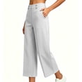 thumbnail image 1 of Capris Pants for Women Wide Leg Golf Casual Cropped with Pockets White High Waist Summer Business Size XL, 1 of 6
