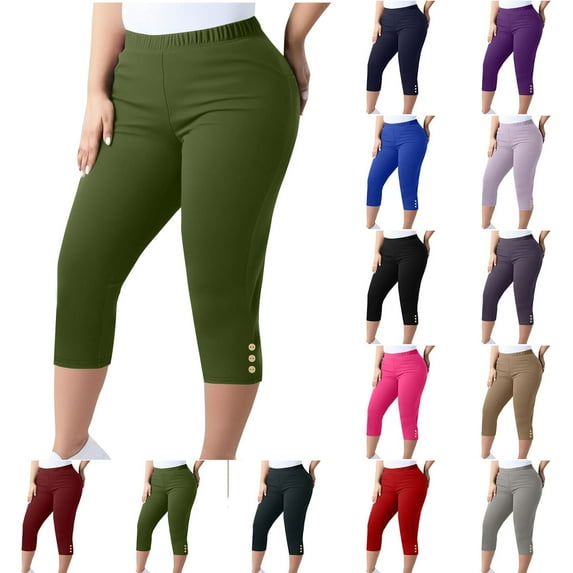 Capris Plus Size Leggings for Women with Pockets-Stretchy M-5XL Tummy Control High Waist Workout Women's Yoga Pants Up to 65% off!