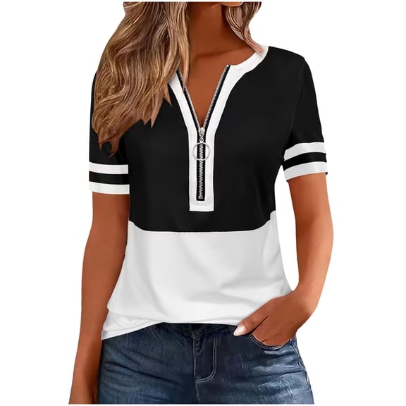 Capris Sleeve Linen T-Shirt for Women V-Neck Loose Pullover Tops Summer Breathable Casual Shirt ,Black,L