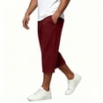 thumbnail image 1 of Capris Sweatpants for Men Wide Leg Drawstring Below Knee Shorts Wine Crooped Pants with Pockets Size XL, 1 of 7