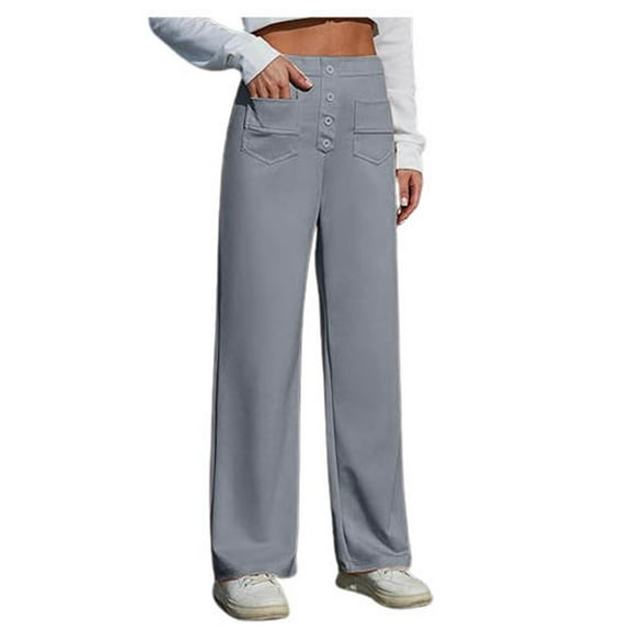 Capris for Women Women's Work Pants High Elastic Waisted Trousers Straight Casual Dress Pants for Women Tall plus Size Casual Petite All Day Wear Womens plus Size Winter Gray XL