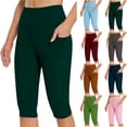 thumbnail image 1 of Capris Yoga Pants for Women High Waisted Elastic Tight Leggings Workout Sport Running Capris with Pockets, 1 of 6