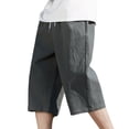 thumbnail image 1 of Capris for Men Wide Leg Drawstring Waist Culottes Lightweight Breathable Cropped Pants Solid Color Relaxed Fit Summer Hip Hop Streetwear, 1 of 5