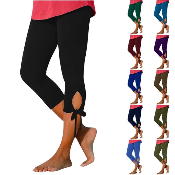 Capris for Seniors Stretchy Buttery Soft Capri Leggings Athletic Workout Cropped Elastic High Waisted Yoga Pants Black XL
