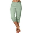 thumbnail image 1 of Capris for Women Bermuda Knee Length Drawstring Elastic Waist Shorts Casual Summer Pants with Pockets Mint Green M, 1 of 6