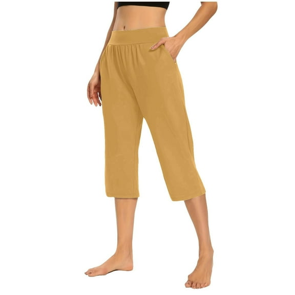 Capris for Women Casual Summer Loose Comfy Drawstring Wide Leg Capri Pants with Pockets