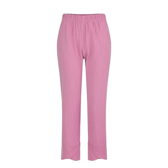 Capris for Women Pants Casual Home Female Floral Pants for Women Casual Business Womens plus Size Suit plus Size Long Straight Leg Pink S