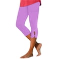 thumbnail image 1 of Capris for Women Stretch Pull on Elastic Waist Trendy Leggings 2026 Casual Summer Capri Pants Purple Pink 3XL, 1 of 4