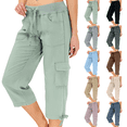 thumbnail image 1 of Capris for Women Summer Petite Quick Dry Cargo Capri Pants with Pockets Drawstring Cargo Pants Outdoor Golf Hiking Pants Pull On Mint Green L, 1 of 6