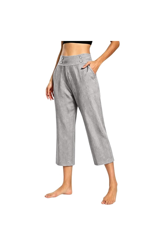 Capris for Women with Pockets Women's Cotton Linen Drawstring Pants Dressy Casual Spring Summer Ladies Capri 2026, 2026 New Limited Time Offer