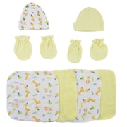 8-Piece White and Yellow Layette Set for Newborn, 8