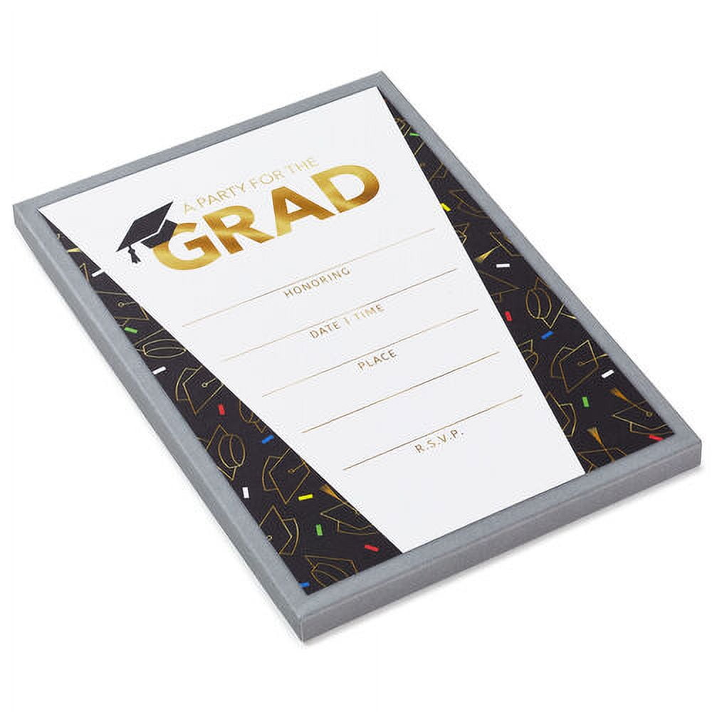 Caps and Confetti 10Pack Graduation Party Invitations