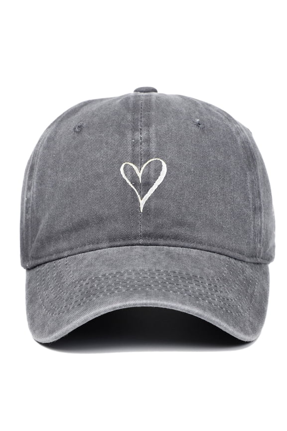 Caps for Men Fashionable Heart Embroidered Baseball Hat Adjustable Low Profile Washed Cap for Women and Men