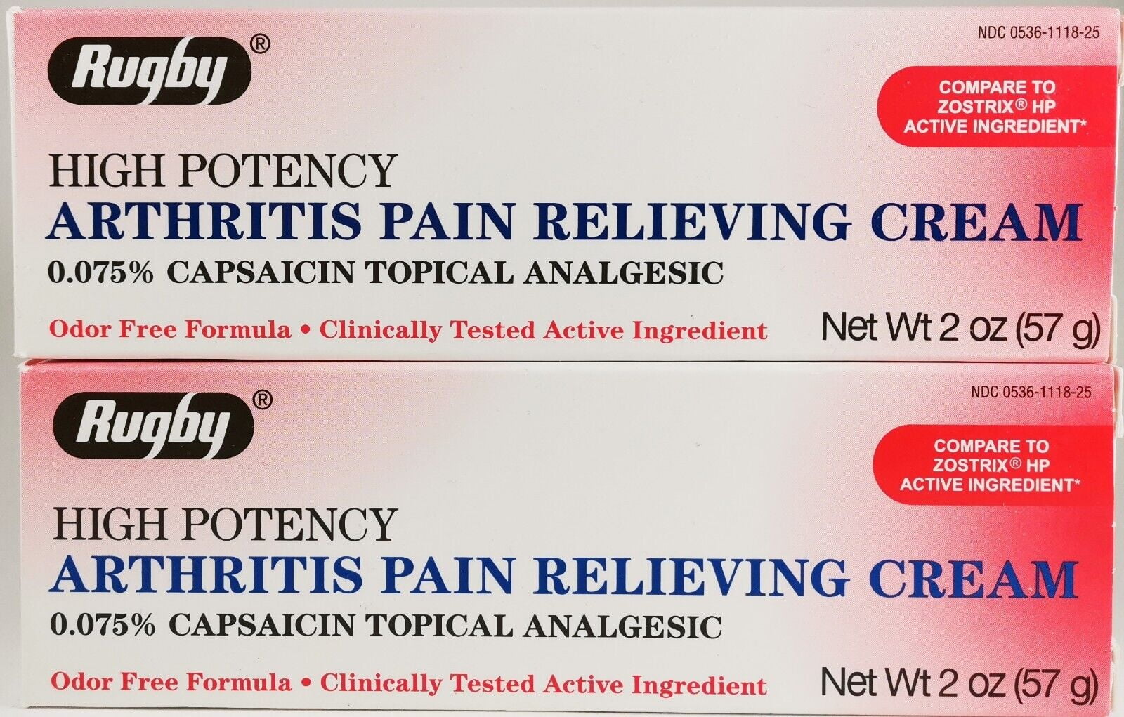 Capsaicin 0.075 High Potency Arthritis Relief 2oz Cream (Pack of 2)