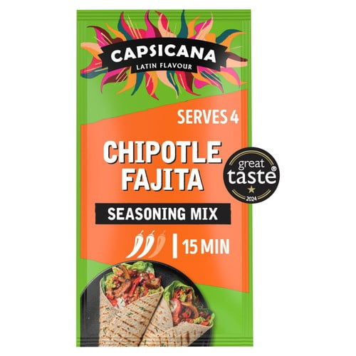 Capsicana Mexican Smoked Cumin & Chipotle Fajita Seasoning Mix Medium/Hot 28g, British Import (Pack of 2)