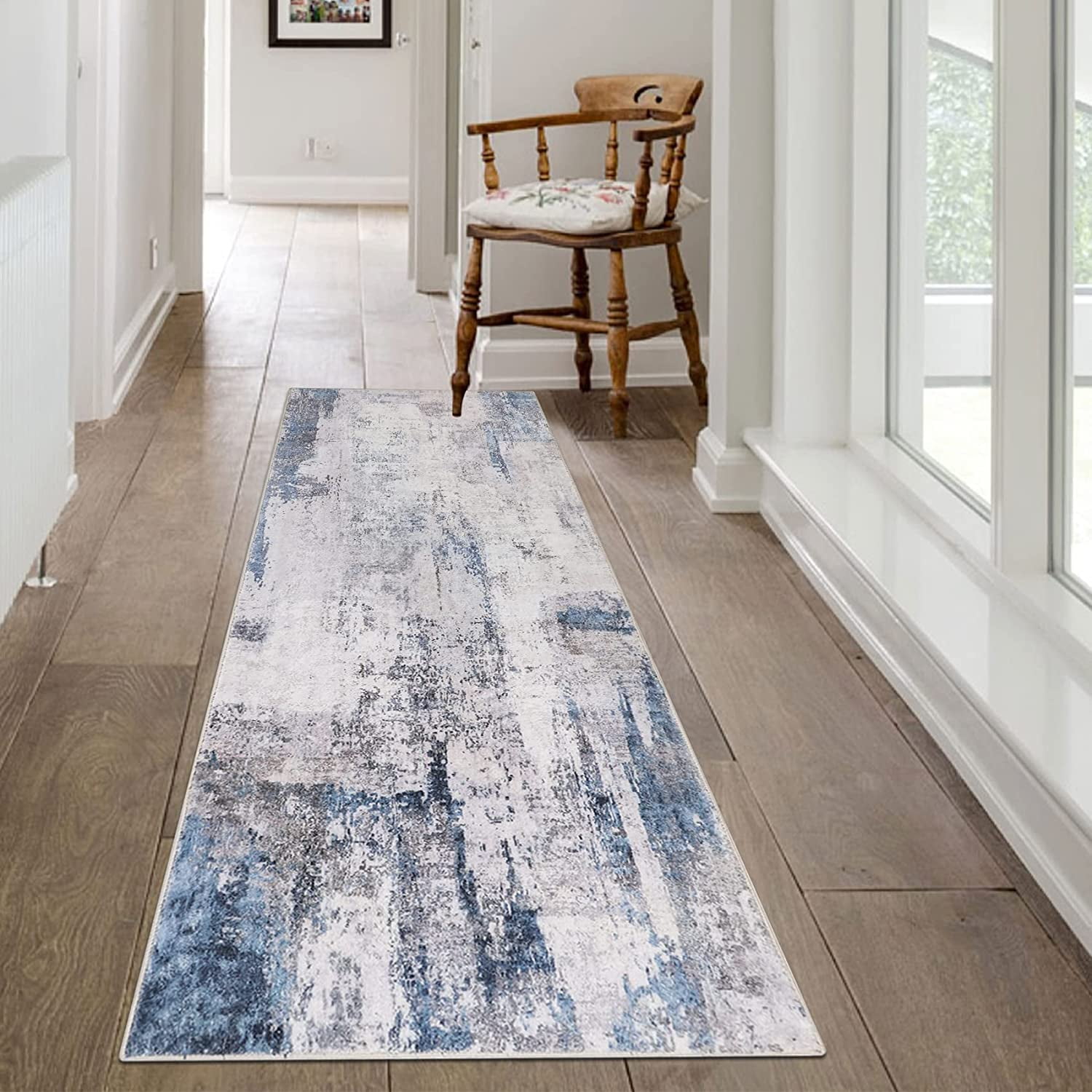 Capslpad 2x6ft Runner Rug for Hallway w/ Rubber Backing Modern Abstract