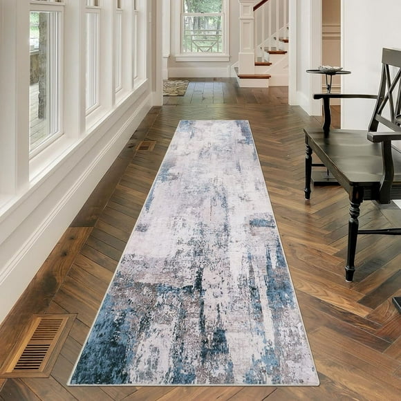 Capslpad 2x8 Runner Rug Washable Runner Rugs Non Slip Runners for Hallways Low Pile Soft Runners Abstract Carpet for Hallway Front Door Bedroom Foyer