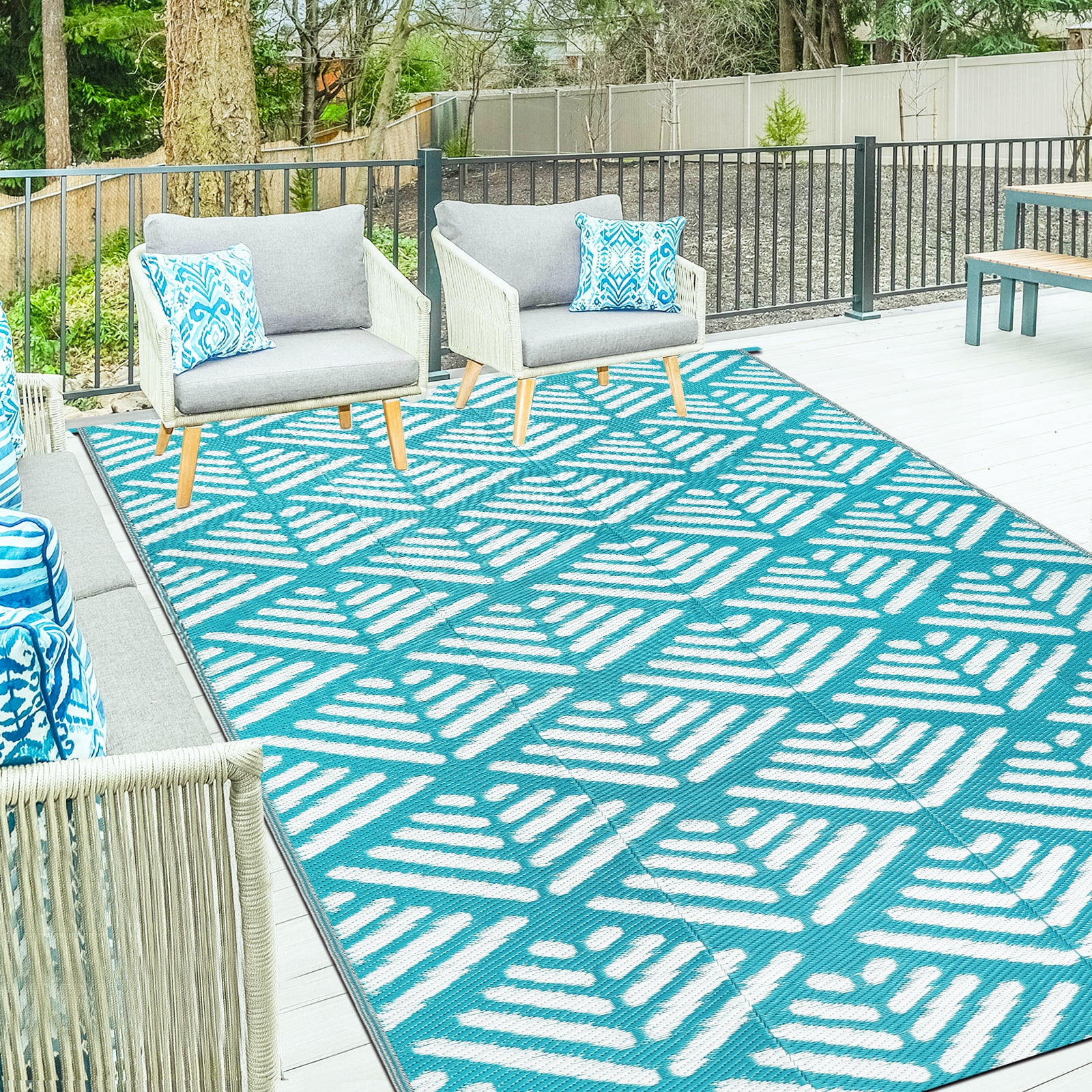 Capslpad Outdoor Rugs 120x180cm Floral Reversible Floor Mat