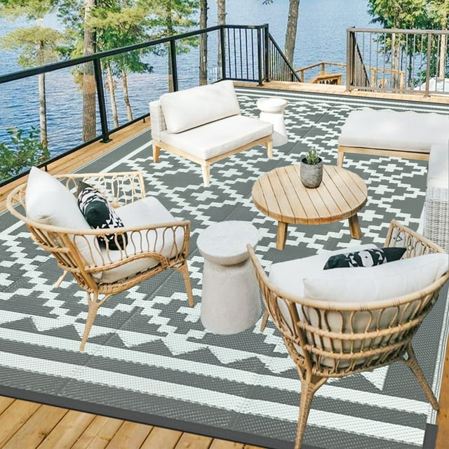 Capslpad Outdoor Patio Rug 6'x9' Reversible Mat Waterproof Outdoor