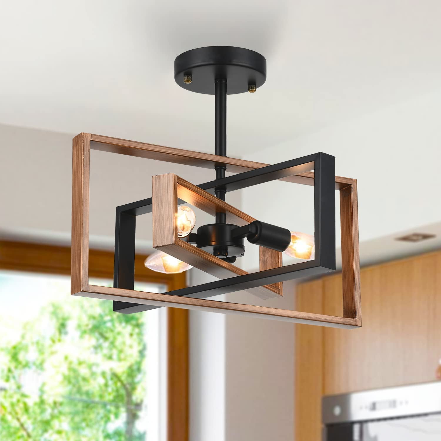 Rustic semi flush sale lighting